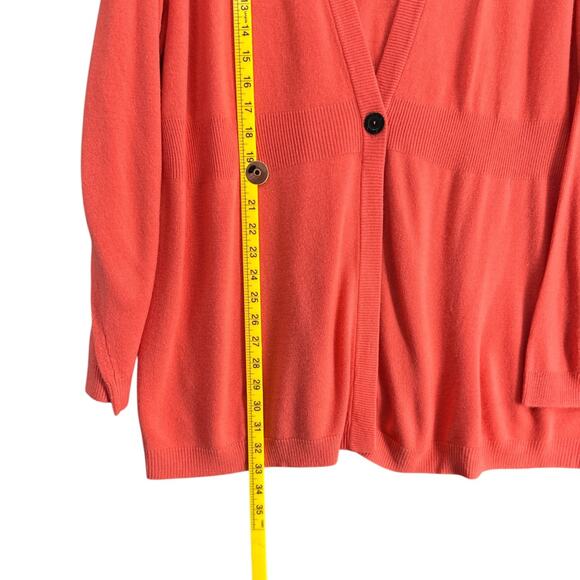 Soft BY Avenue Coral Single Button Long Sleeve Collarless Cardigan‎ Size 26/28 - Picture 7 of 7